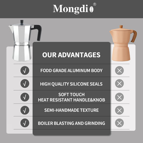 Cafetera moka Mongdio de aluminio resistente para uso diario