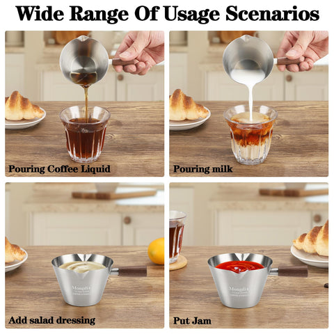 Mongdio dos tazas medicion espresso con asa de madera ergonómica