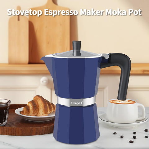 Mongdio guía de uso en estufa para preparar café expreso.