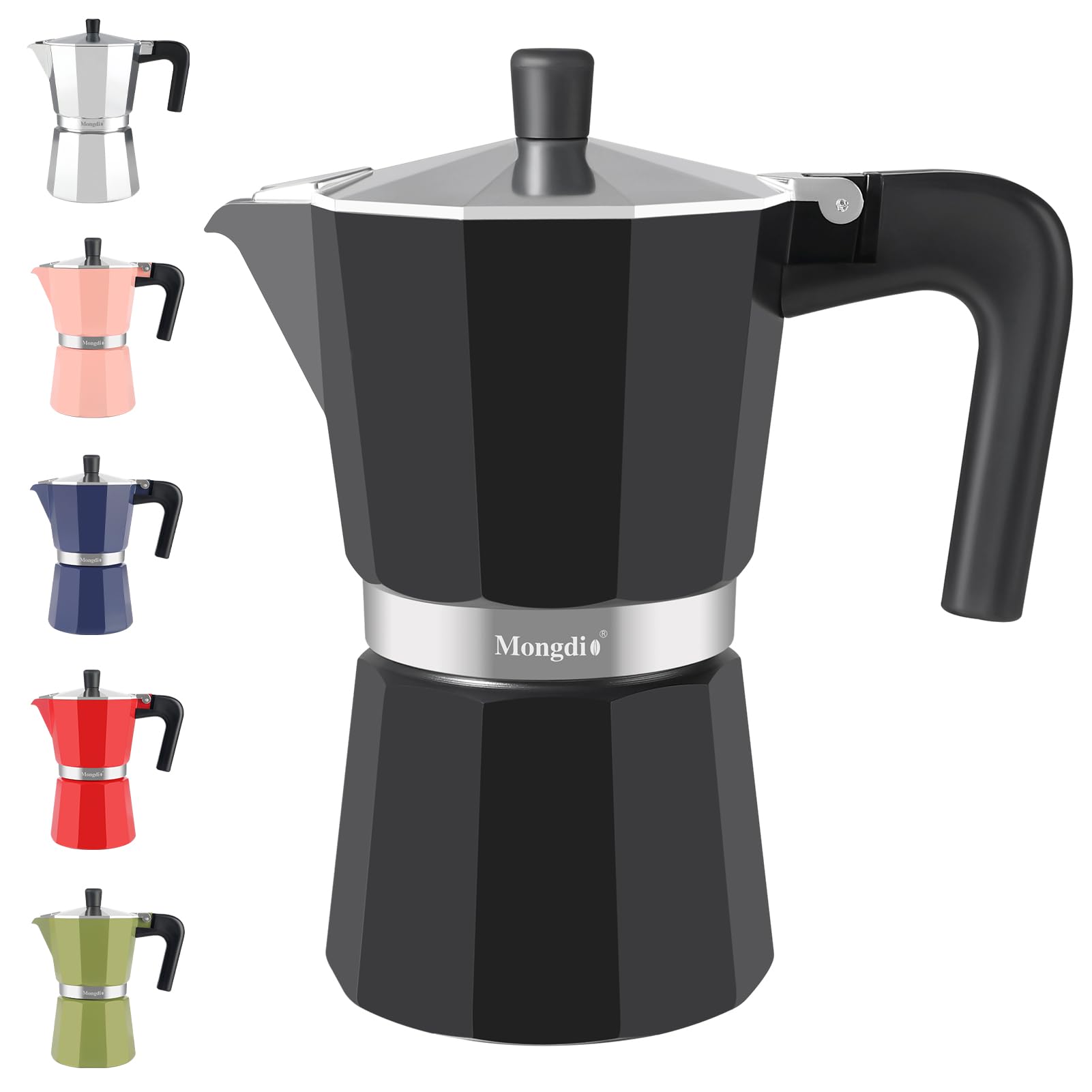 Mongdio Moka Pot frente cafe: prepara cafe intenso en casa.
