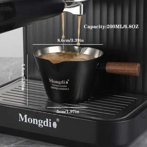 Mongdio mango de madera ergonómico, ideal para evitar quemaduras al verter.
