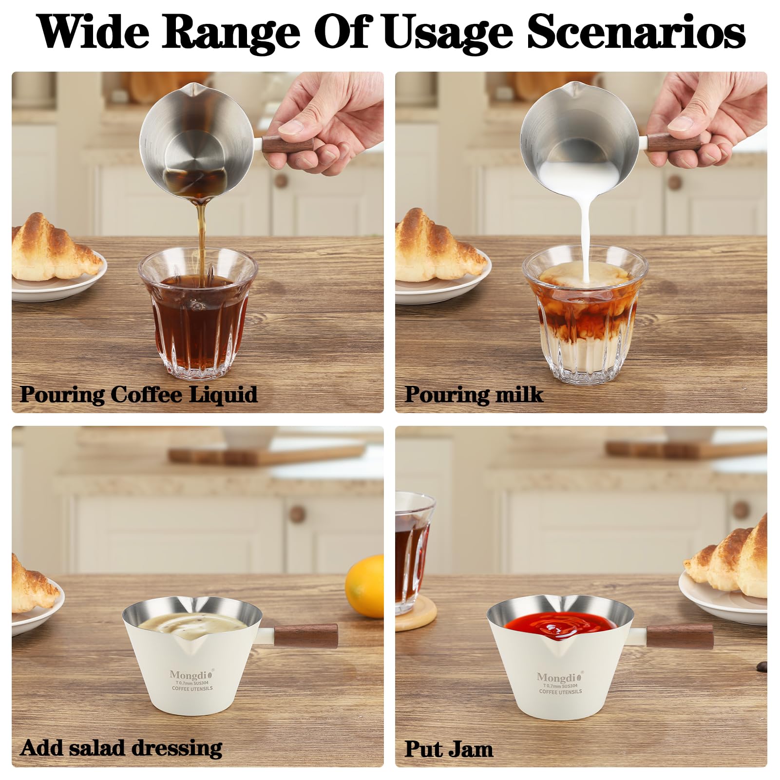 Mongdio Taza Medidora Espresso con boquillas dobles para verter con control.
