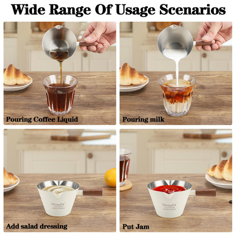 Mongdio Taza Medidora Espresso con boquillas dobles para verter con control.
