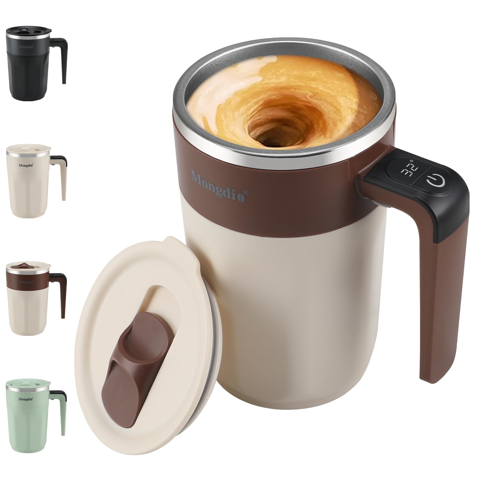 Mongdio Taza Autoagitadora muestra la temperatura en tiempo real para beber a tu ritmo