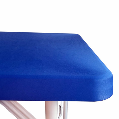 Monibana mantel de poliéster-elastano azul, resistente a manchas.
