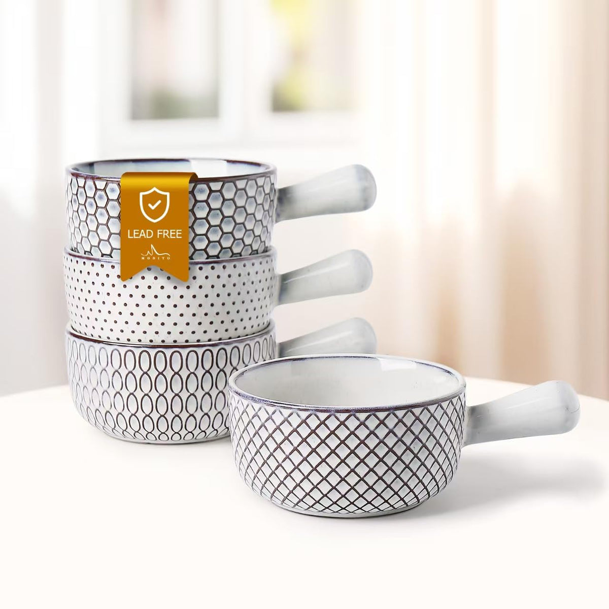 MONITO sopa cebolla francesa 28oz con asa para servir caliente