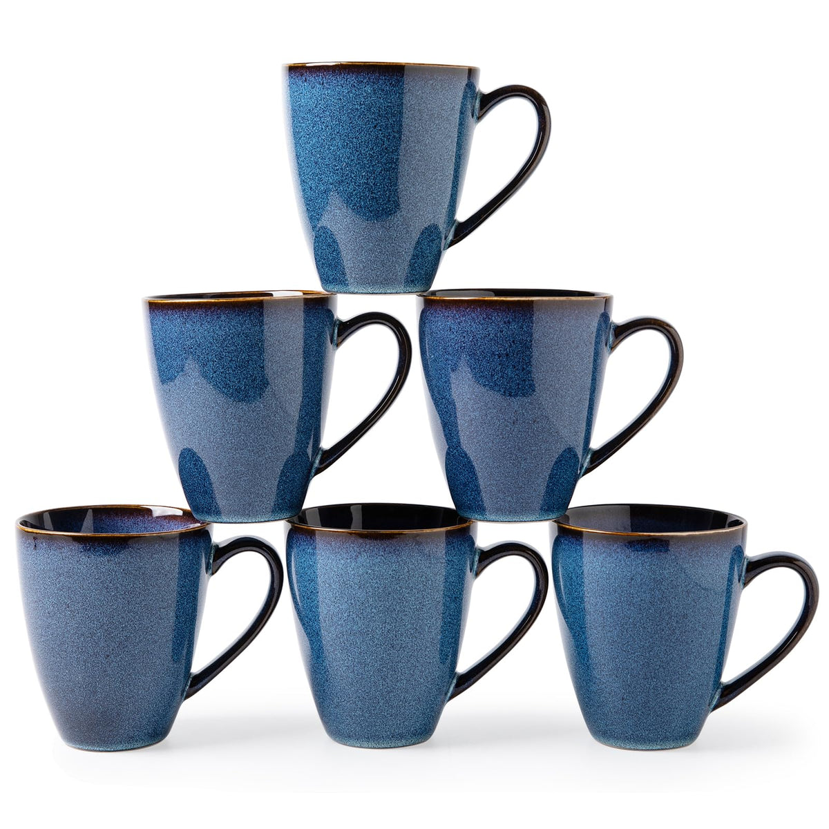 MONITO tazas de café azul estrellado, juego de 6 para diario.