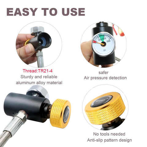 MONKEMON manguera trenzada de acero inoxidable para recargas CO2 duraderas