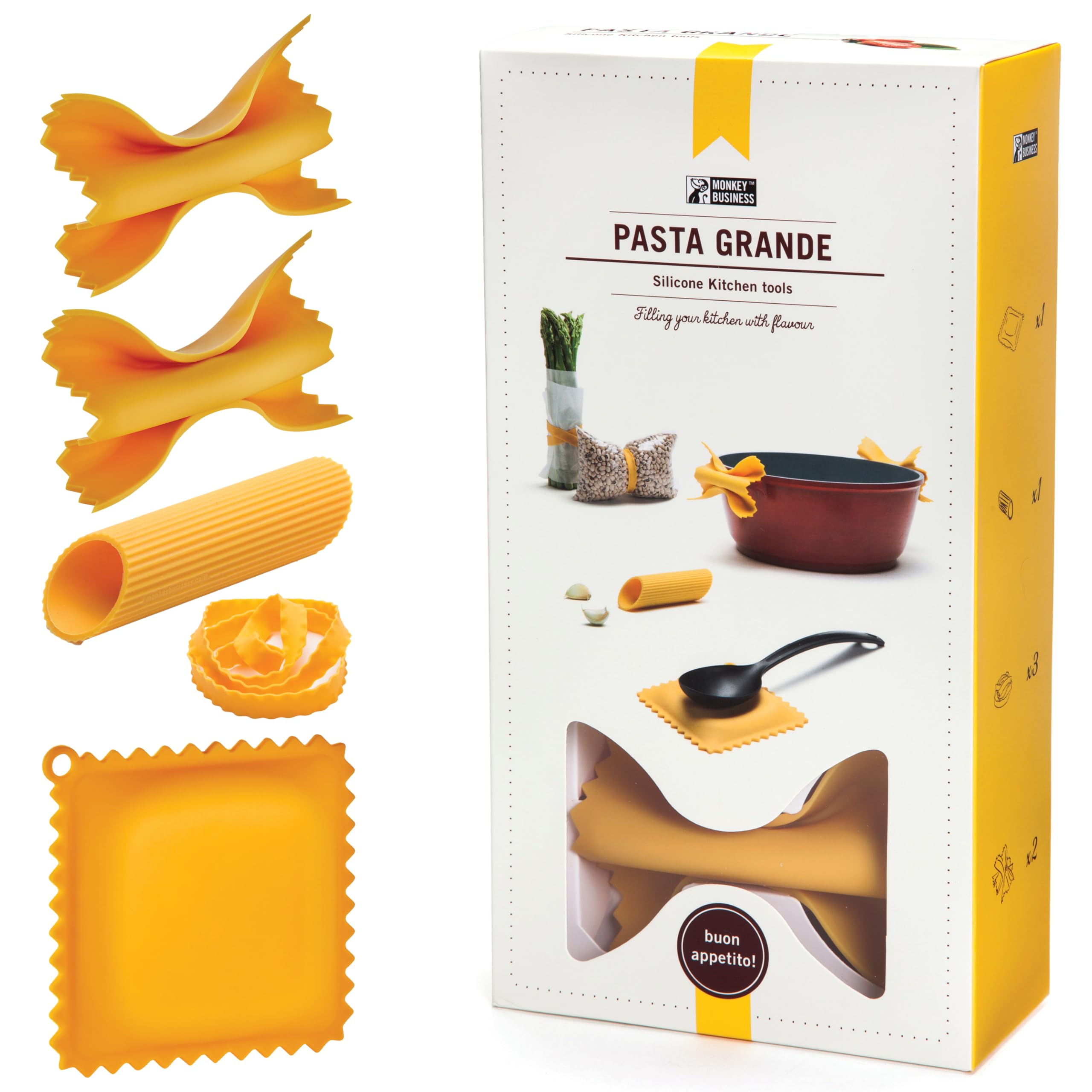 Monkey Business Pasta Grande: agarres de olla para manipular utensilios calientes con seguridad