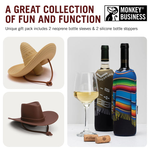 Monkey Business tapa silicona sombrero sella y conserva el vino.