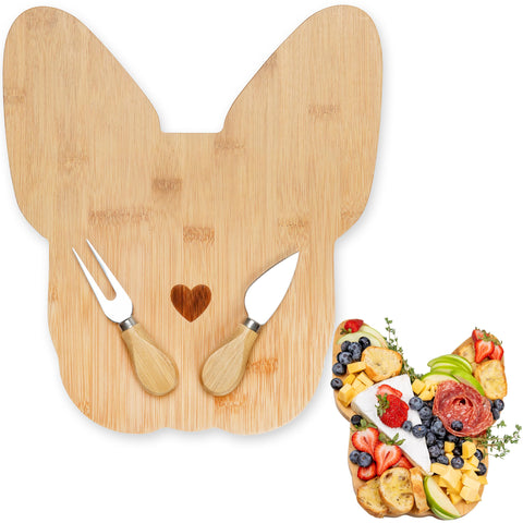Monstera Home tablero de quesos con bulldog francés para reuniones elegantes