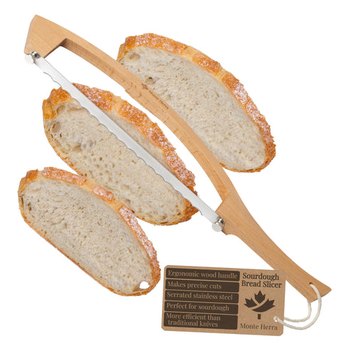 Cuchillo MonteHerra para pan, madera de haya en una pieza para cortes precisos.
