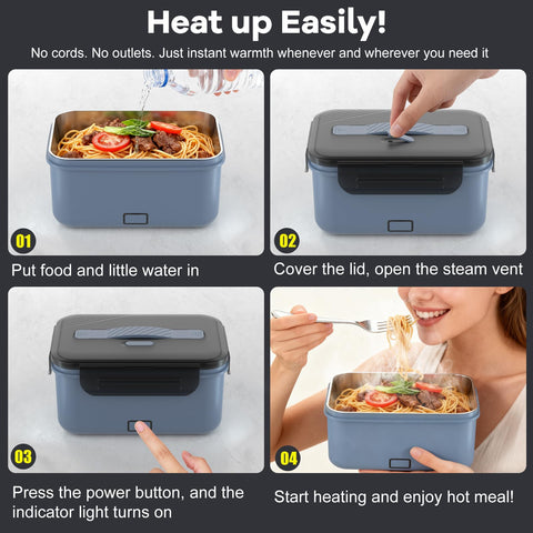 Monteka caja almuerzo eléctrica con olla interna desmontable para limpieza rápida