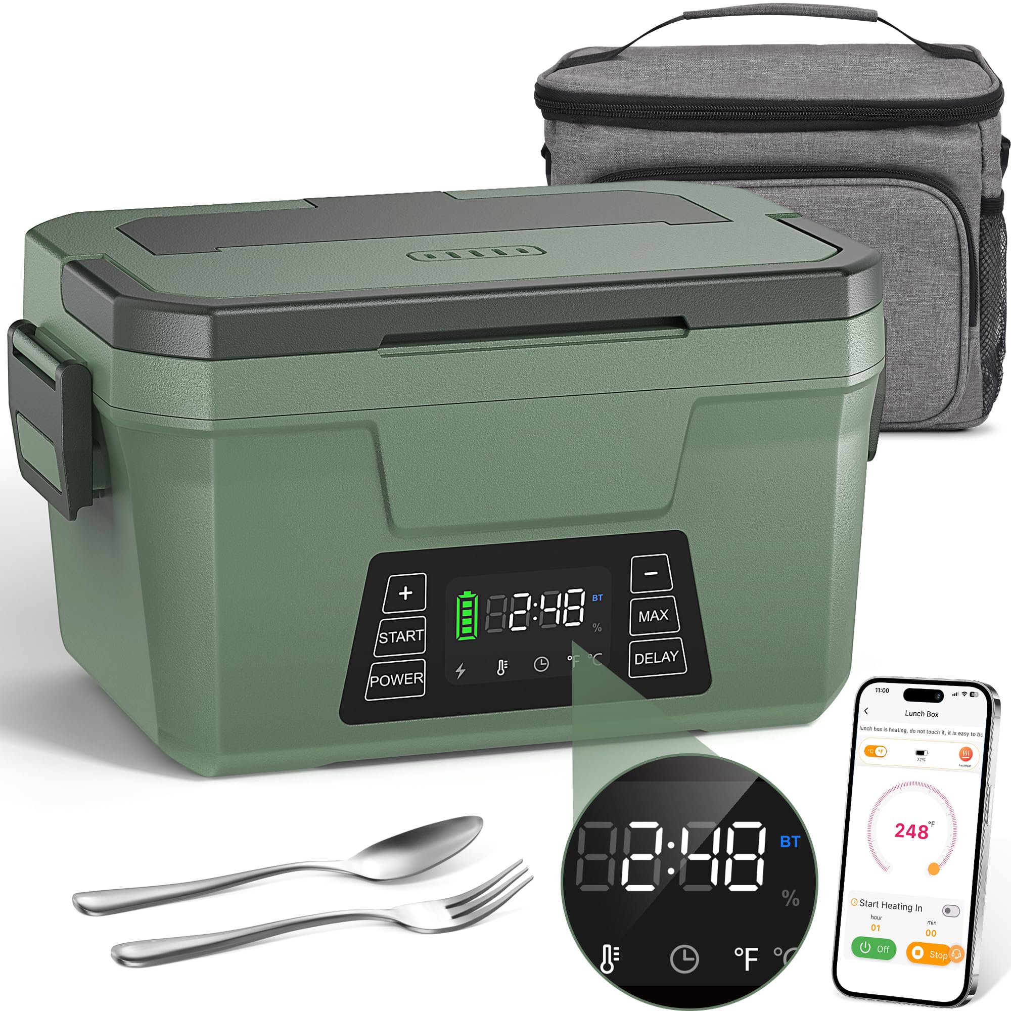Monteka caja almuerzo eléctrica sin cables, lista para calentar en cualquier lugar.