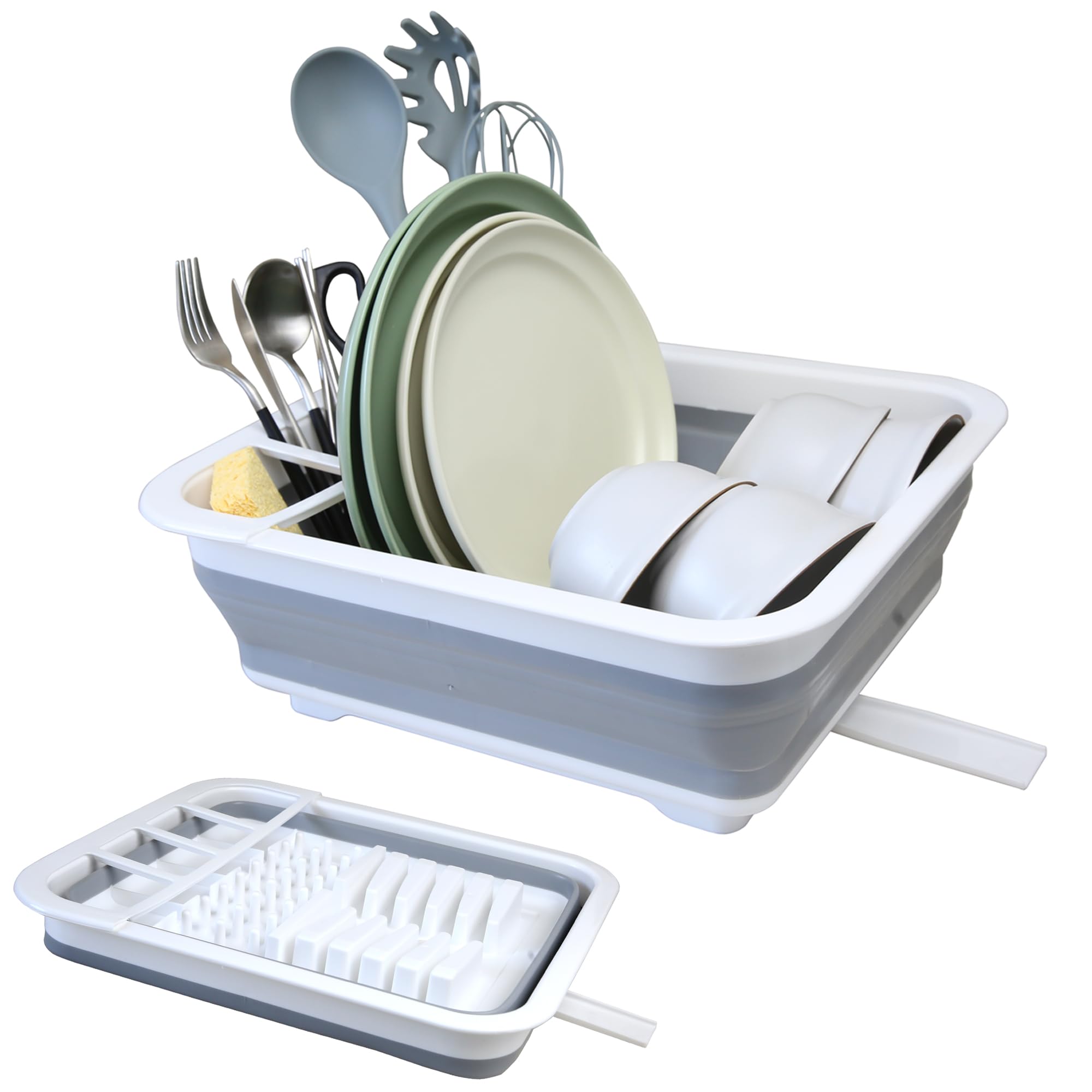 MontNorth escurridor de platos colapsable, ideal para cocinas pequeñas y viajes.