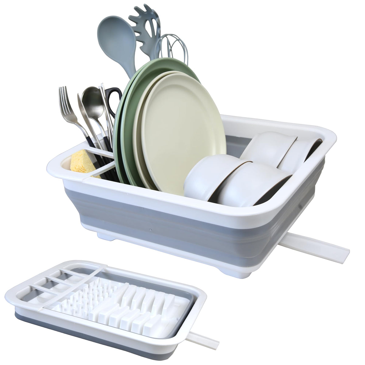 MontNorth escurridor de platos colapsable, ideal para cocinas pequeñas y viajes.