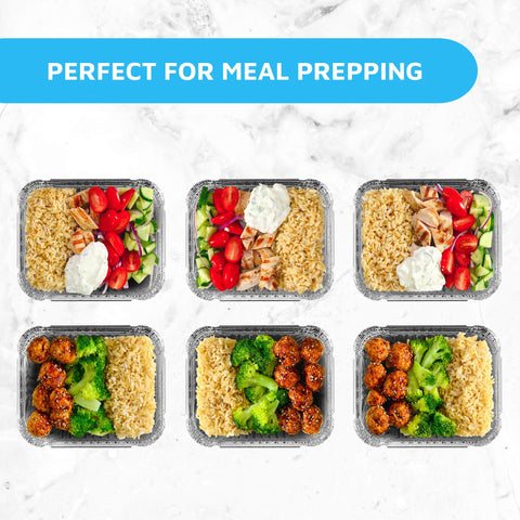 Montopack aluminio durable y reciclable, apto para catering y entrega.