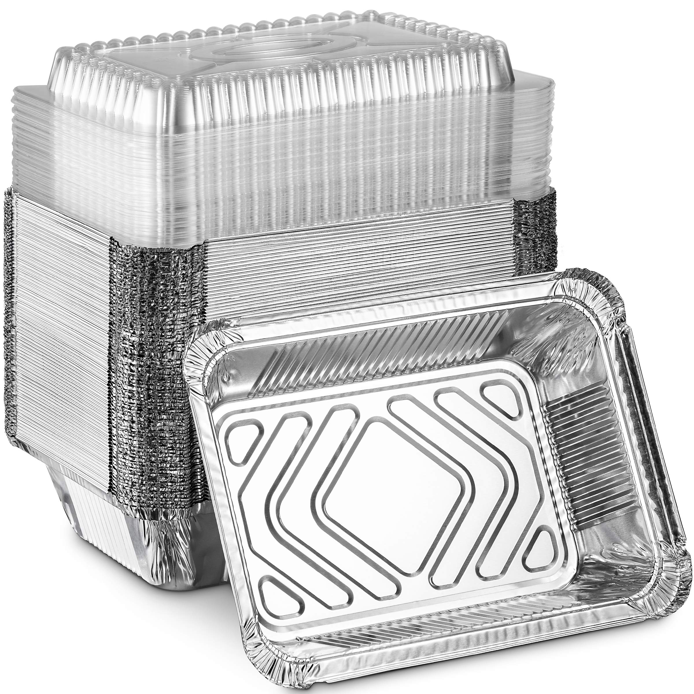 Montopack tapa transparente en recipientes de aluminio desechables para llevar y ver el contenido.