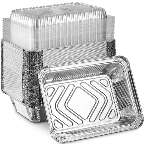 Montopack tapa transparente en recipientes de aluminio desechables para llevar y ver el contenido.