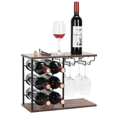 MOOACE botellero de mesa con espacio para 6 botellas y 4 copas, ideal en barra.