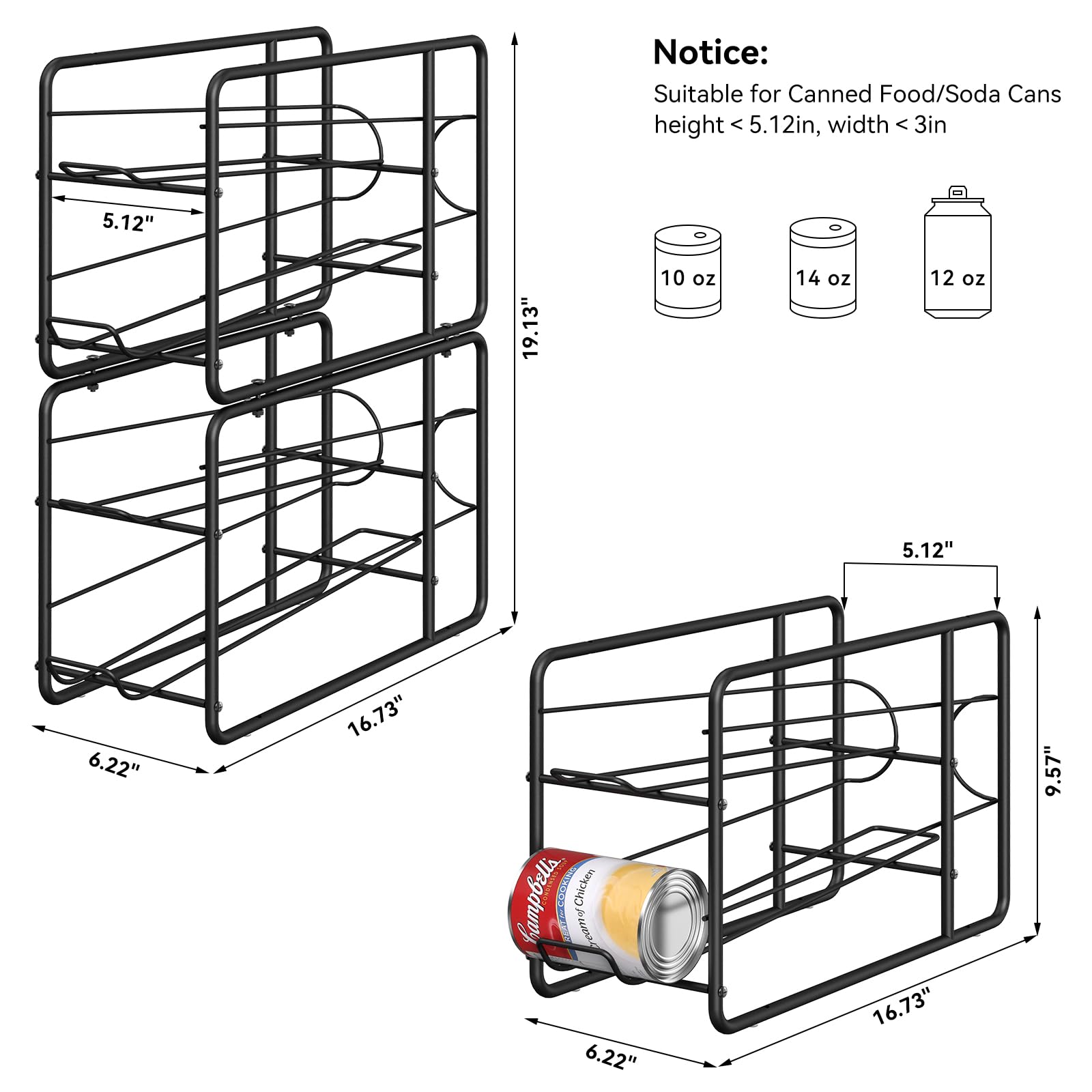 MOOACE unidad: dimensiones aproximadas 42 cm de profundidad para latas estándar.