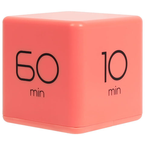 mooas Temporizador-Cubo Coral, vista frontal, ideal para organizar estudios con estilo.