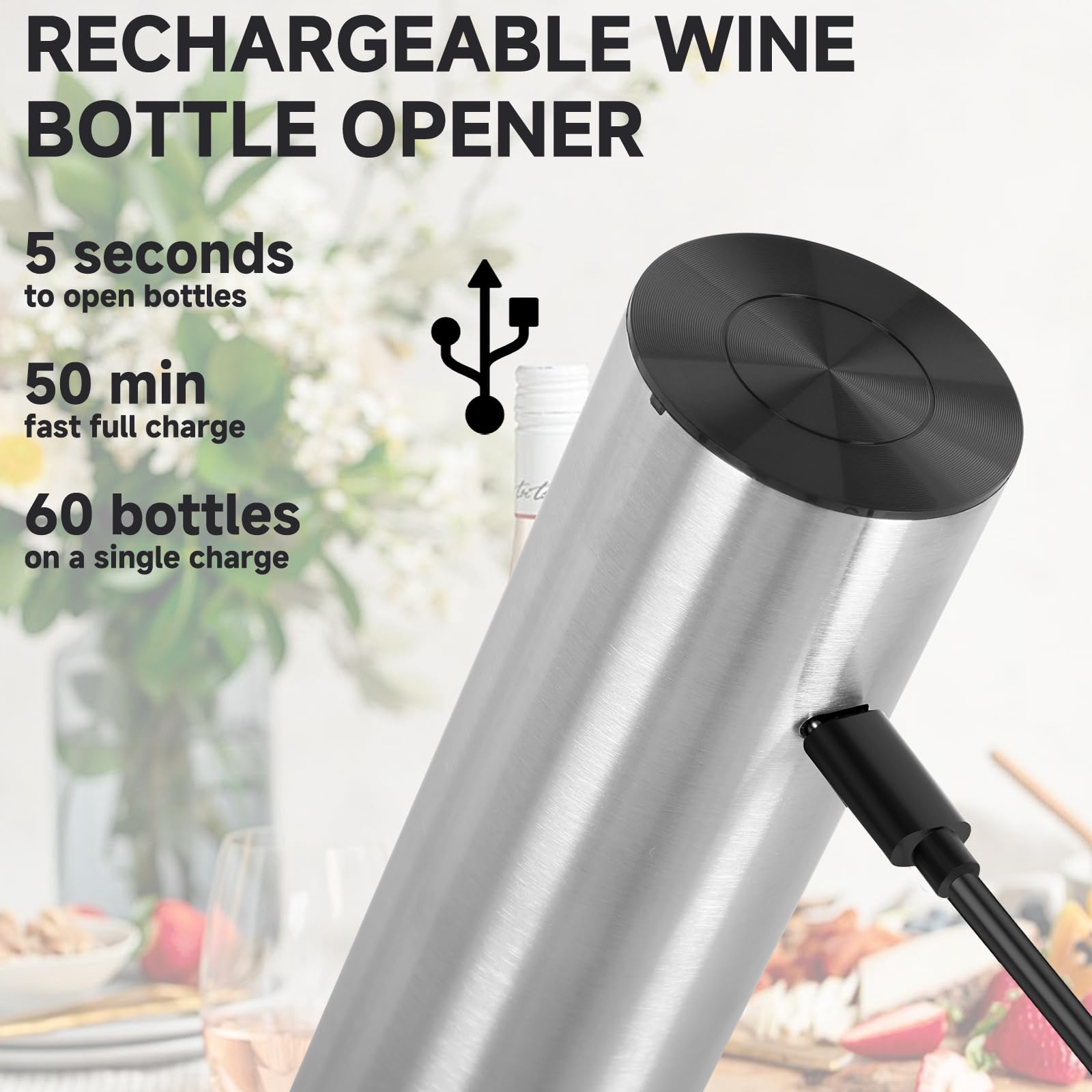 Cargador recargable Moocoo para abrir varias botellas sin interrupciones