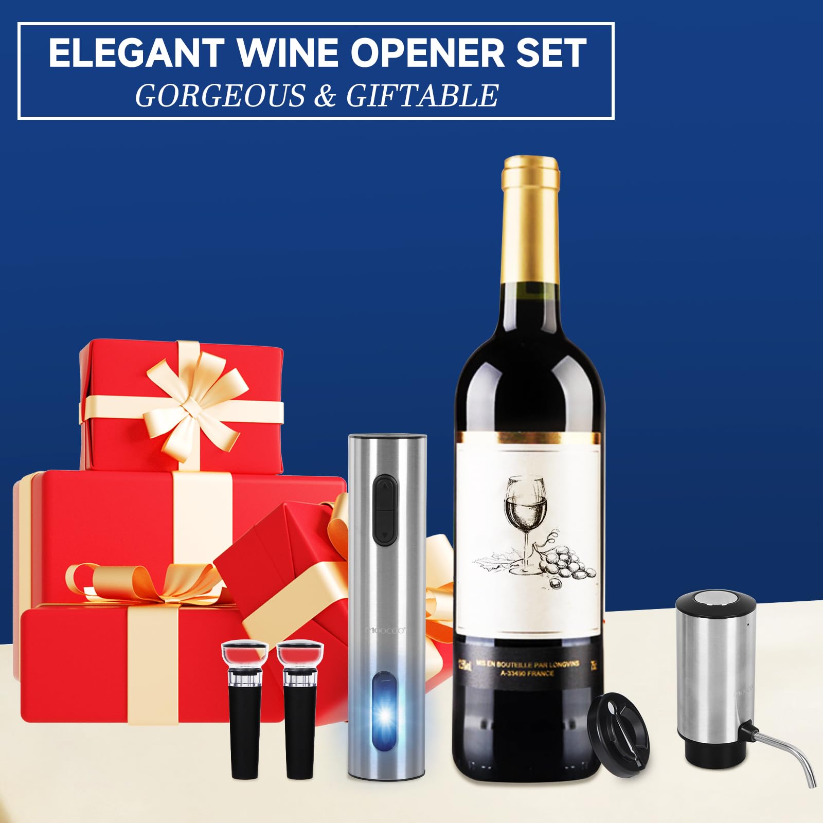 Regalo Moocoo para vino con estuche elegante y práctico