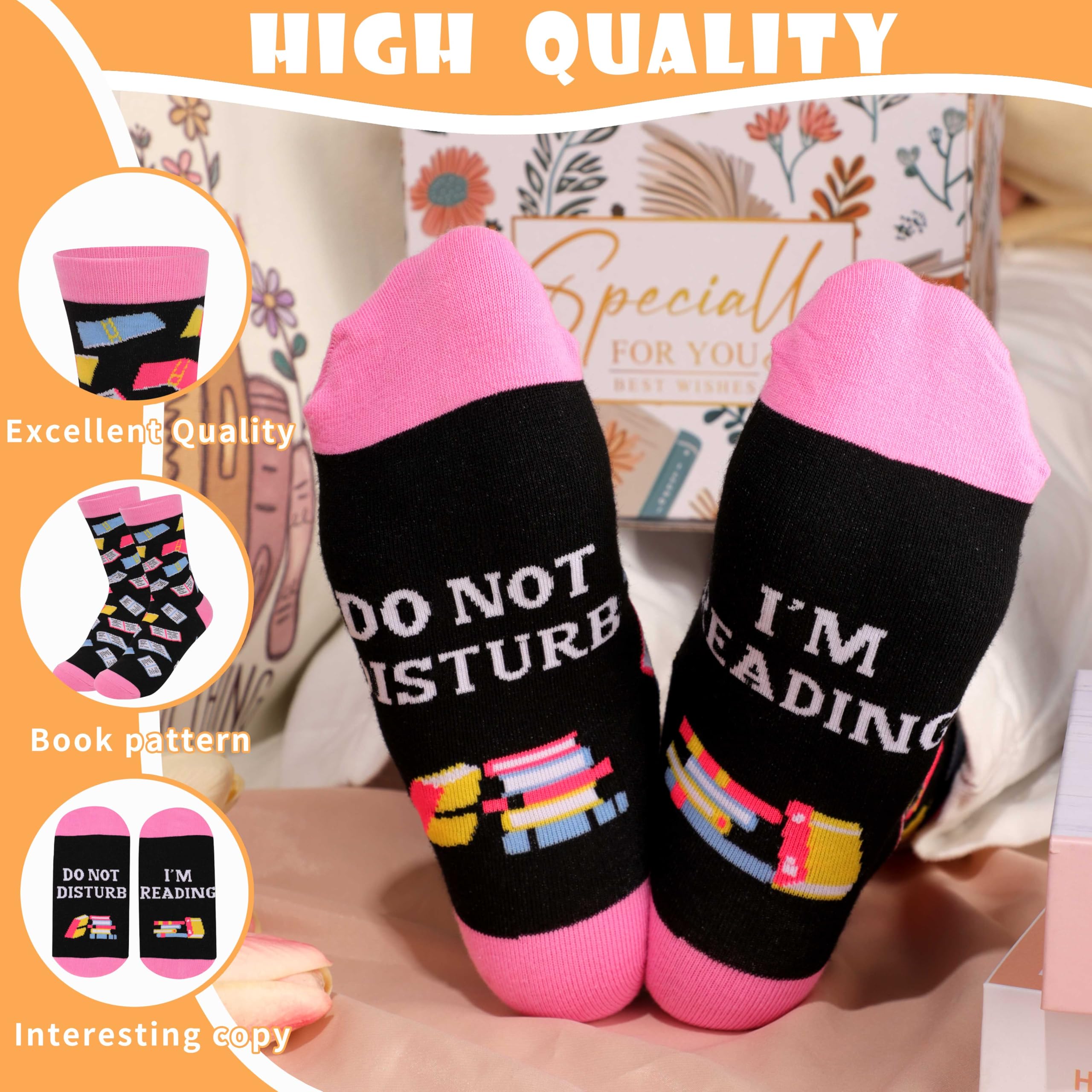 MOOGEEN medias personalizadas, cómodas para leer en casa.