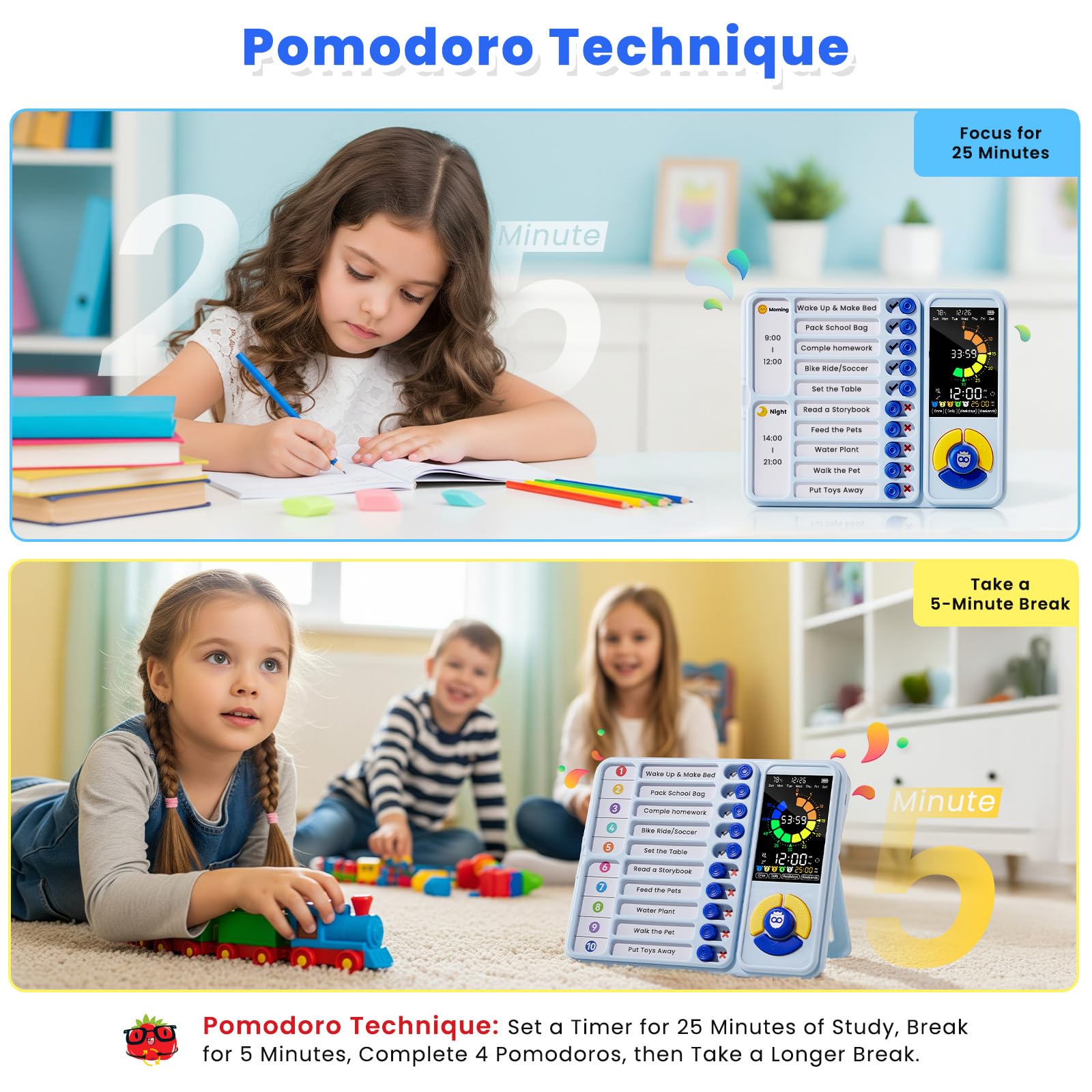 Mooking pomodoro para ritmo de trabajo y concentración sostenida.