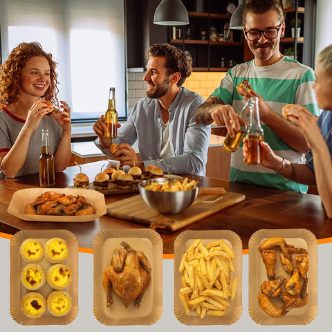 MooManGoo papel antihaderente para freidora de aire, facilita volcar alimentos.
