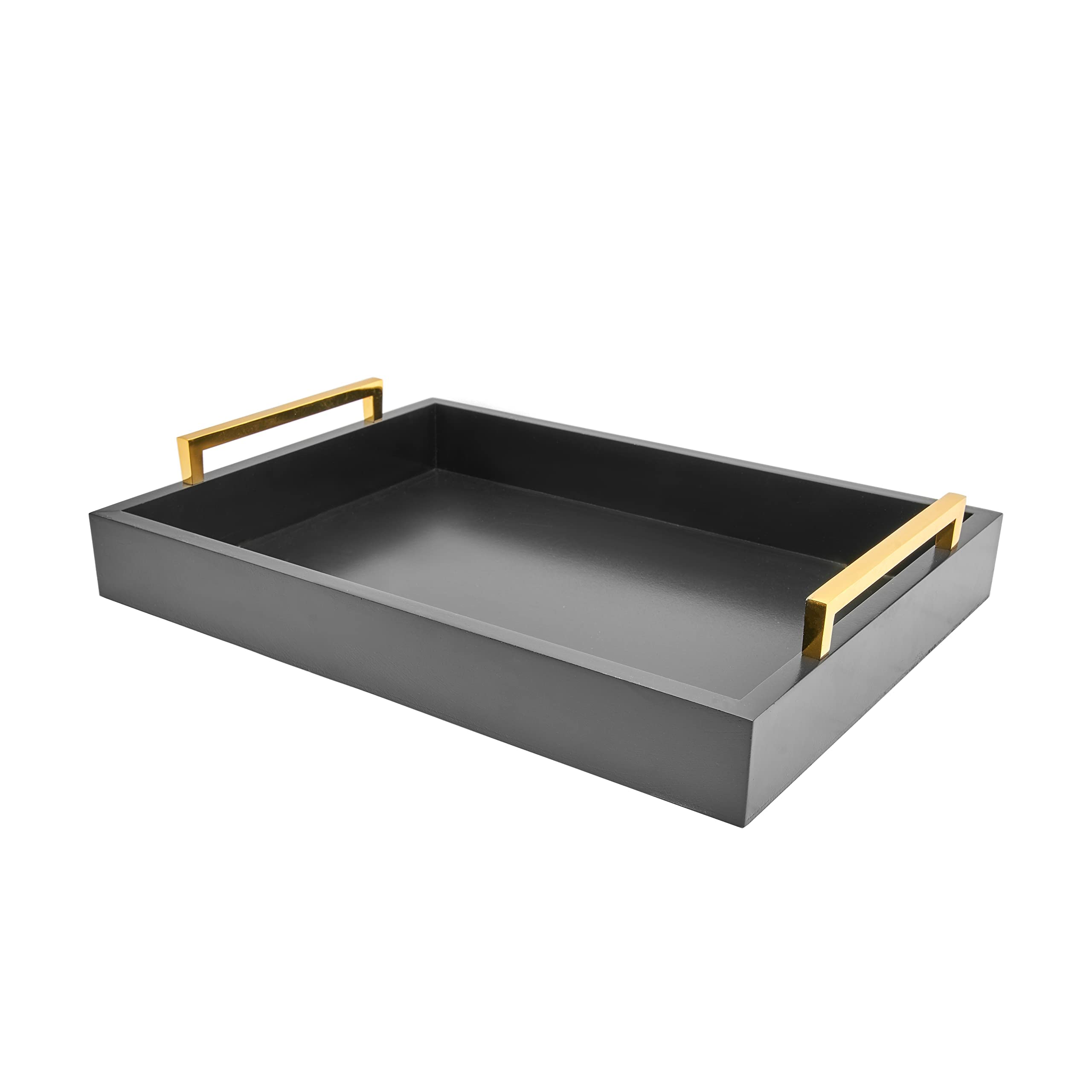 Moonlit Pond bandeja de servir 40x30 gris con manijas, ideal para bebidas.