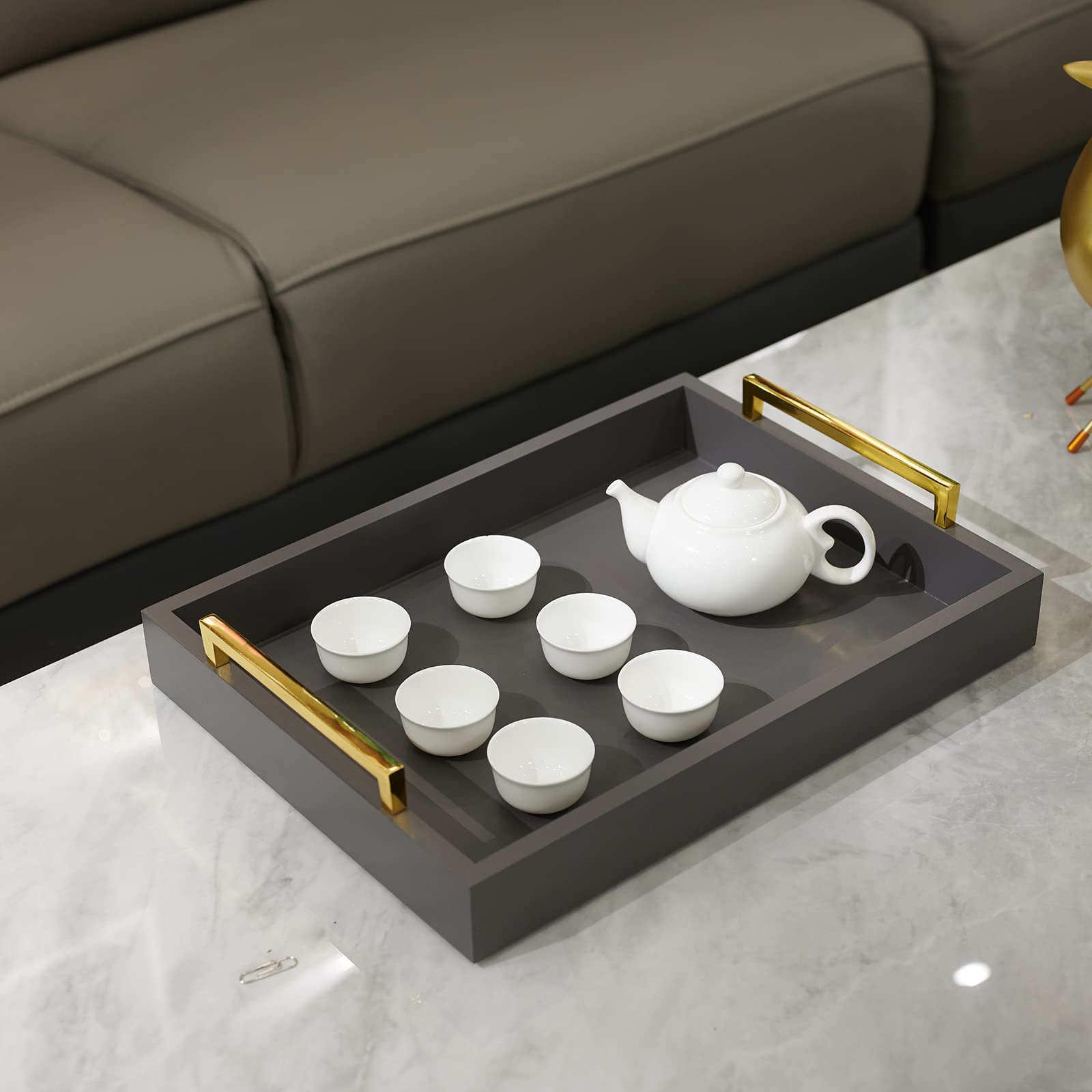 Moonlit Pond bandeja para postres gris, ideal para reuniones.