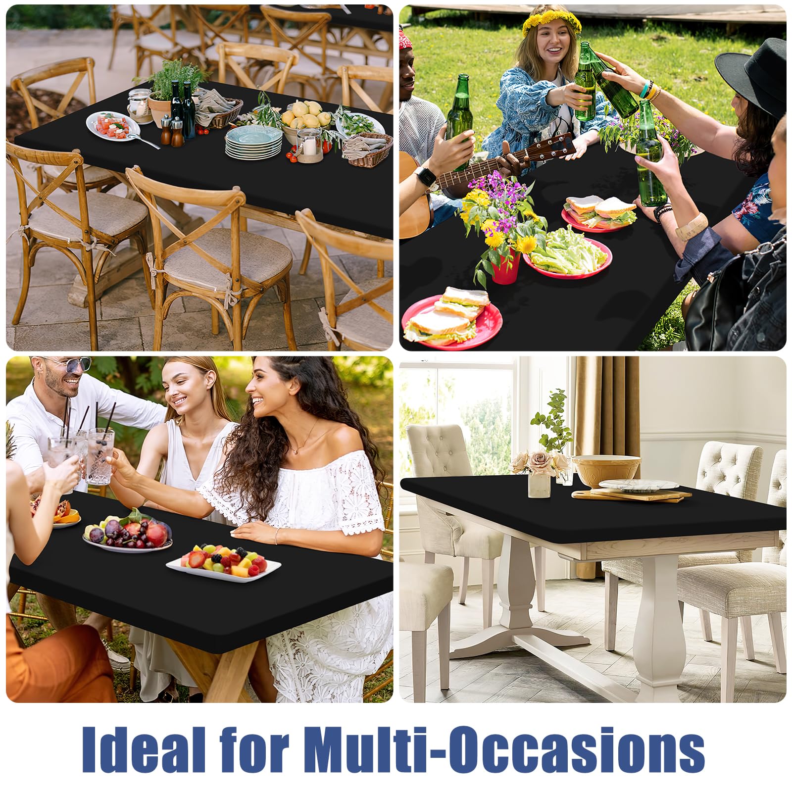 Moosfor paquete mantel spandex rectangulares negro 30x72, ideal para eventos.