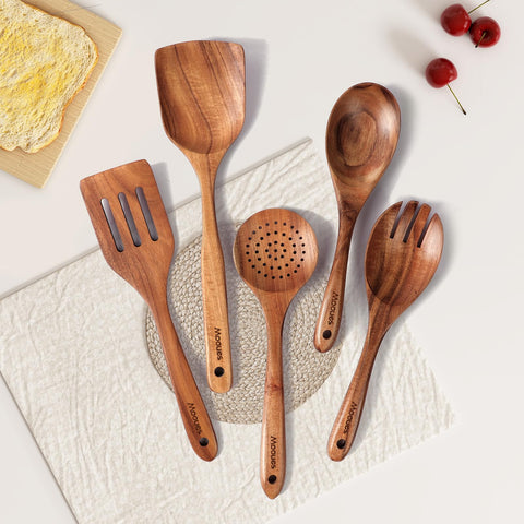 Mooues colgado práctico utensilios teca para organización de cocina.