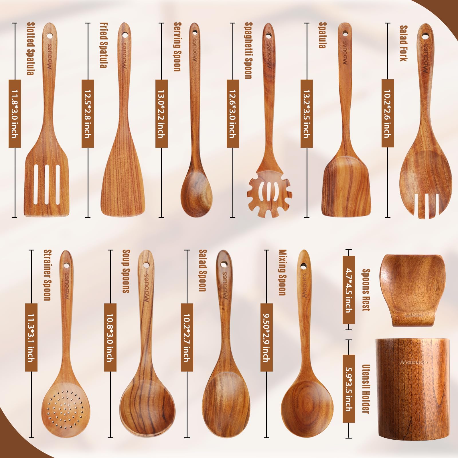 Mooues cuchara y espatula de teca: antiadherentes para cocinar sin pegar