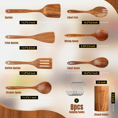 Mooues: cucharas de teca con acabado suave para cocinar