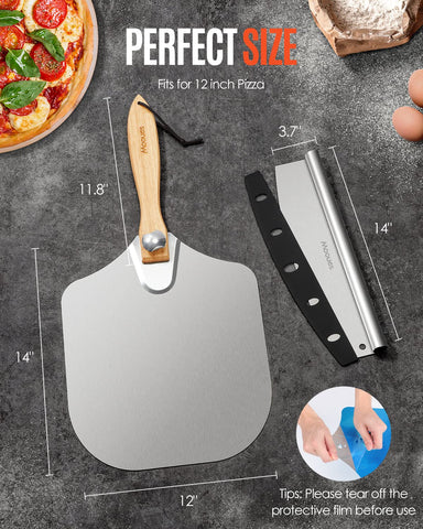 Kit Mooues para pizza en caja regalo, presentación atractiva.