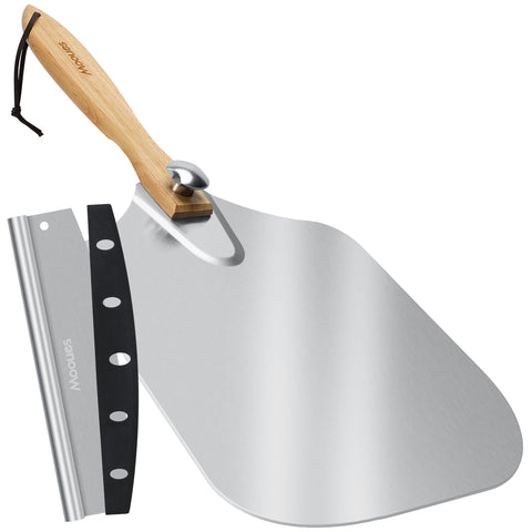 Mooues pala de pizza de aluminio de 17 pulgadas para deslizar la masa con facilidad