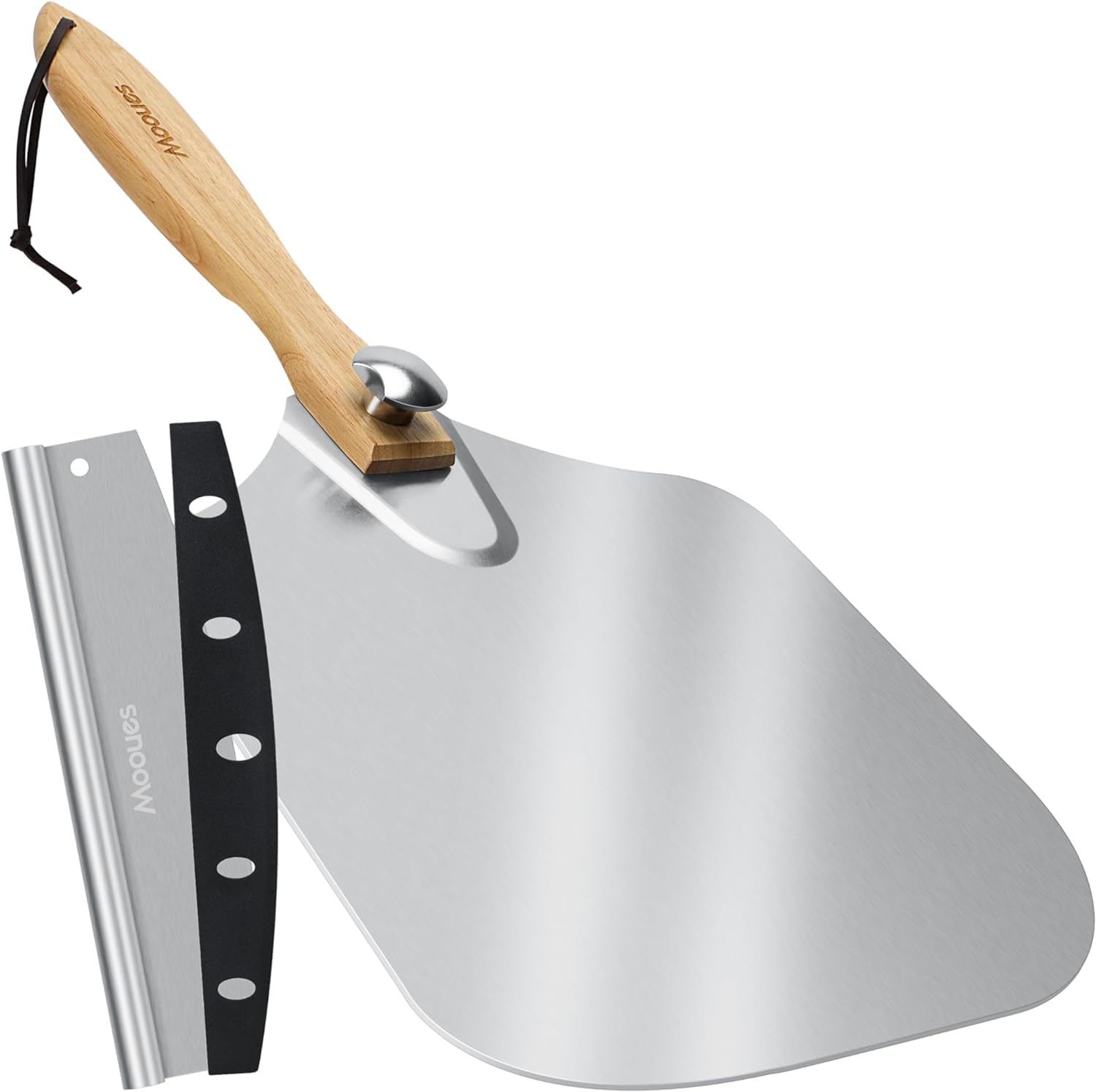 Mooues pala de aluminio para pizza de 9 pulgadas en uso para deslizar la pizza