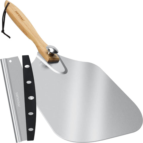 Mooues pala de aluminio para pizza de 9 pulgadas en uso para deslizar la pizza