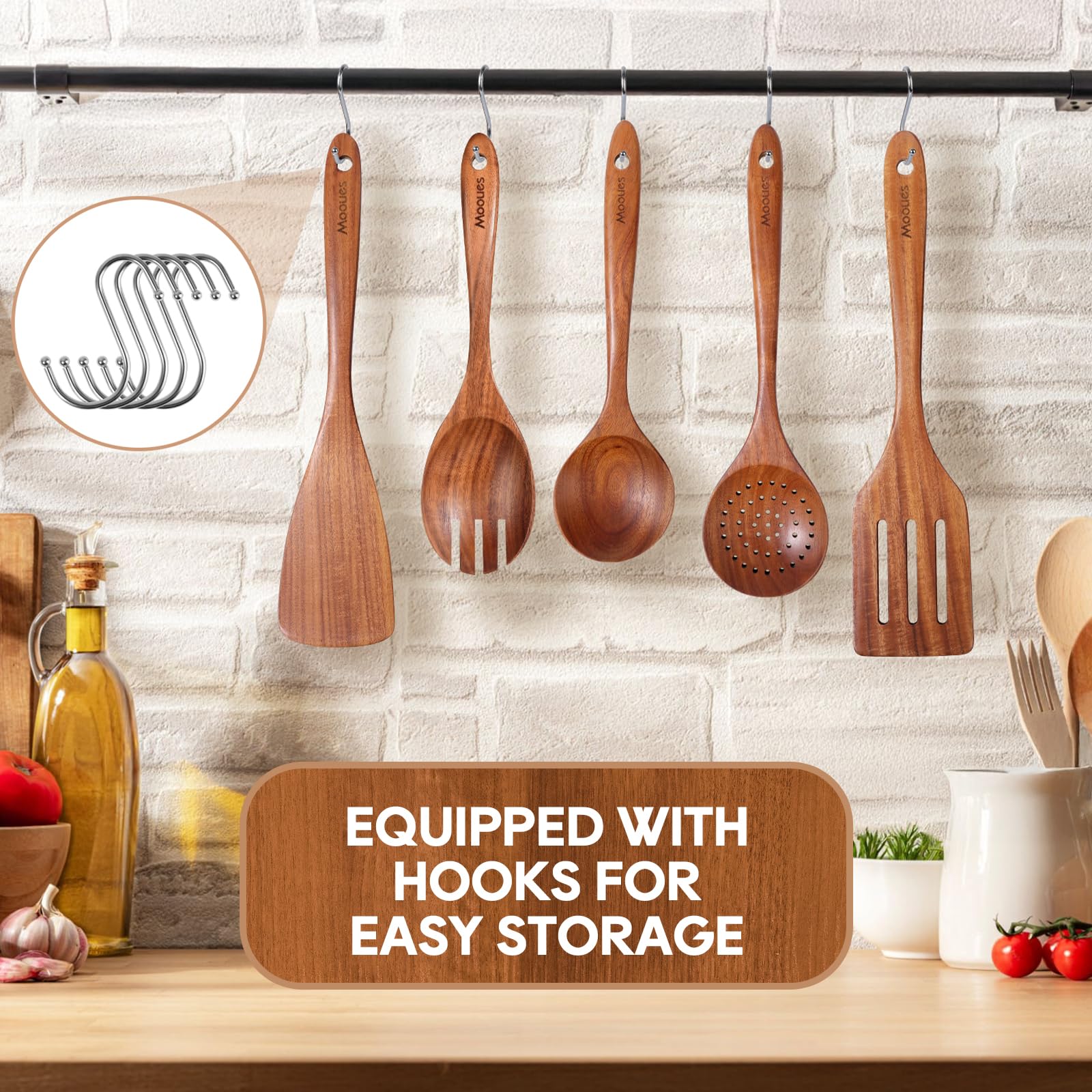 Mooues: soporte para utensilios de cocina en teca