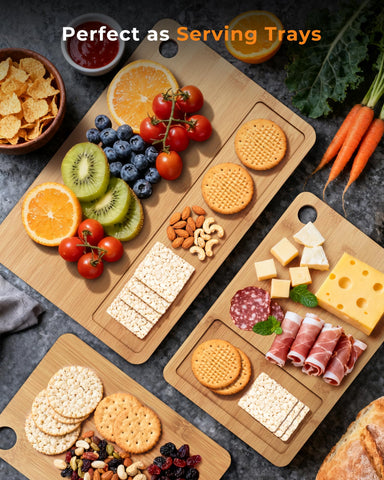 Mooues tabla mediana de bambú, perfecta para quesos y frutas.