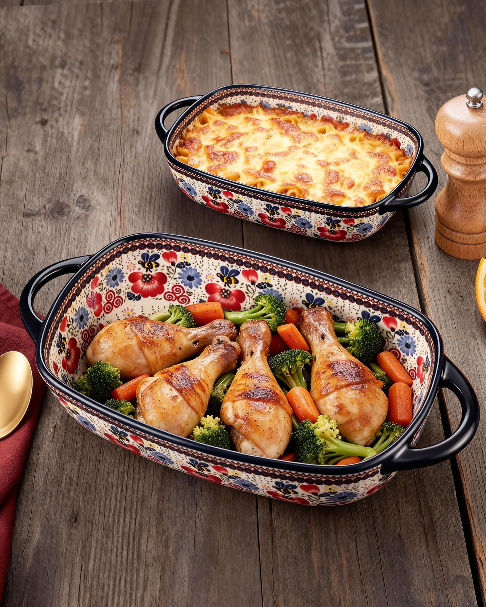 Moqidadii juego de cerámica con diseño floral, perfecto para presentar platos.