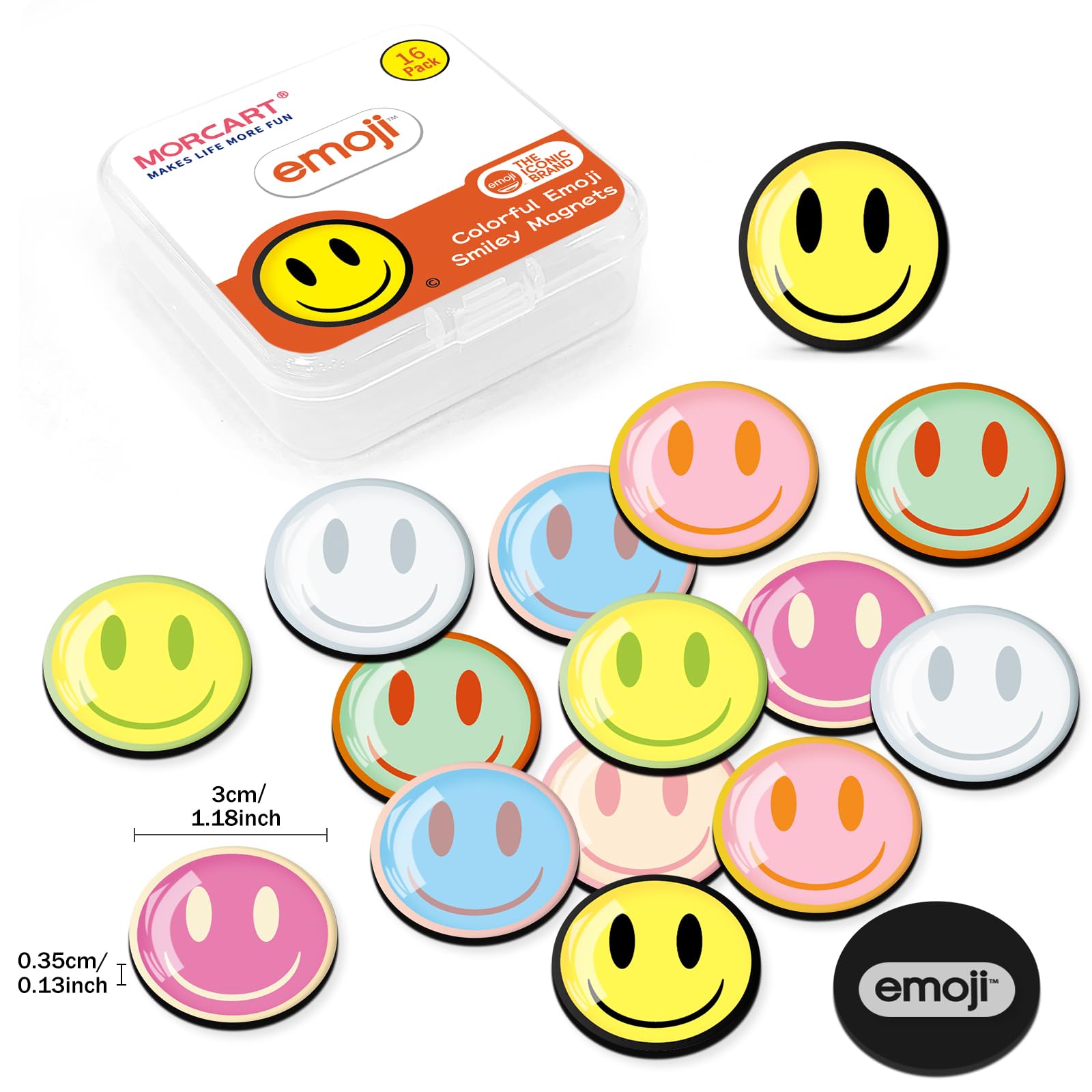 MORCART Imán de emojis para refrigerador: resina brillante y aspecto vistoso.