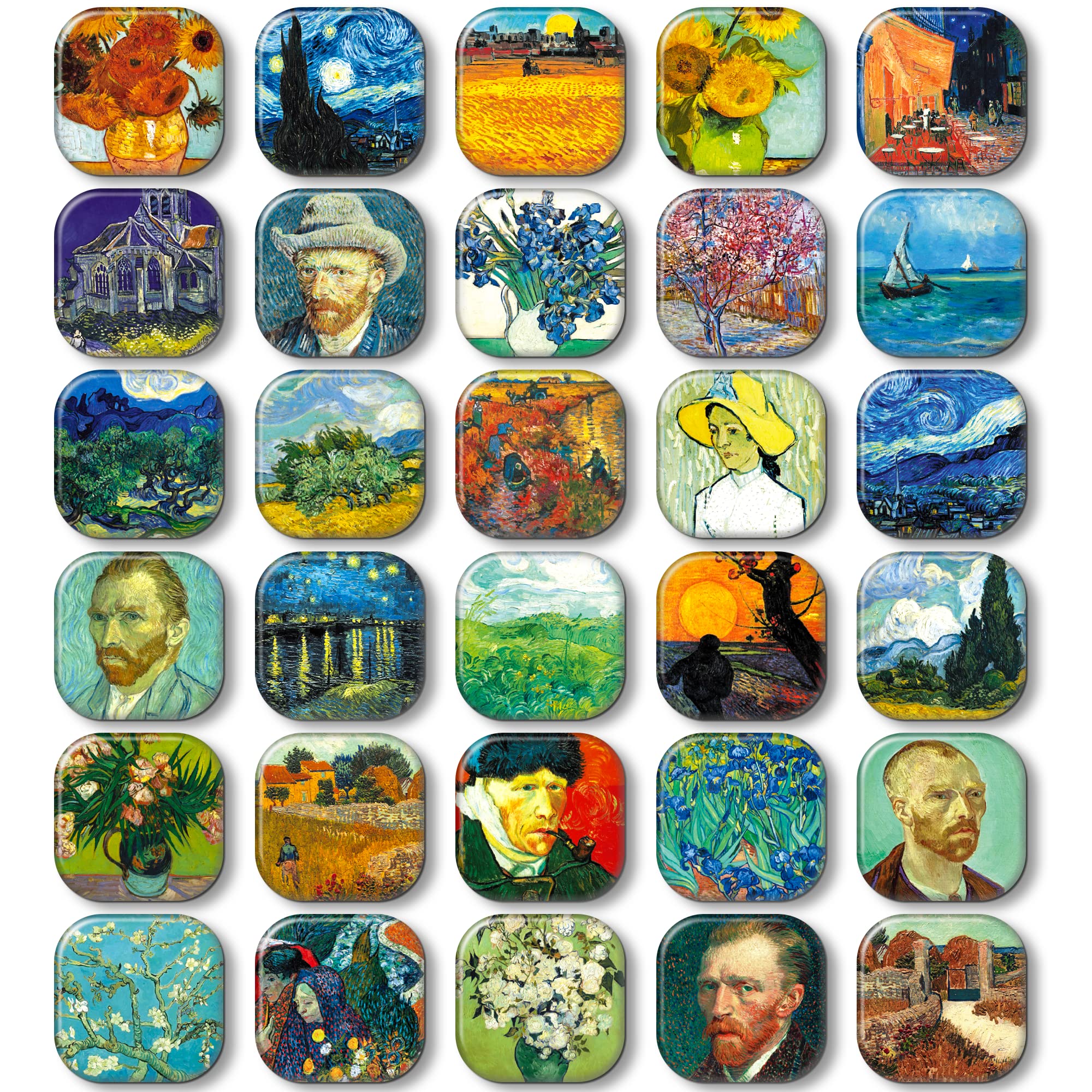 Imanes MORCART Van Gogh, imanes frigo, 30 piezas para fotos y recordatorios.