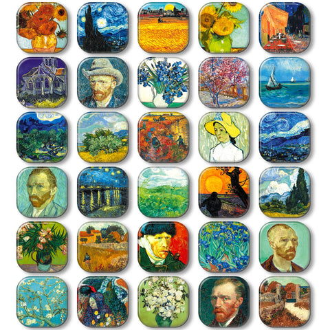 Imanes MORCART Van Gogh, imanes frigo, 30 piezas para fotos y recordatorios.