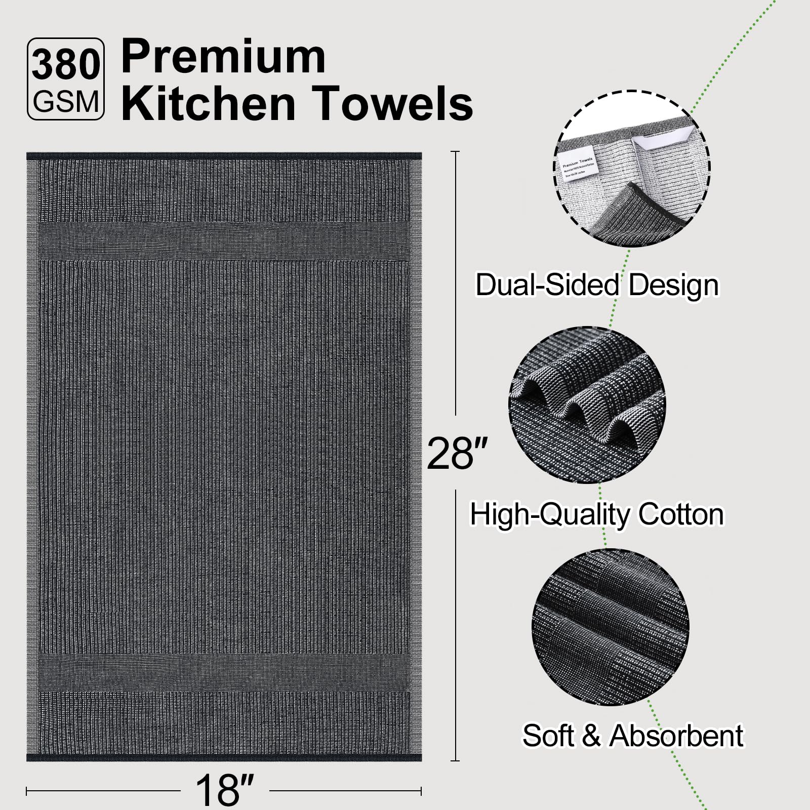 Mordimy toallas de cocina Premium, textura plana, acabado sin huellas en superficies lisas.