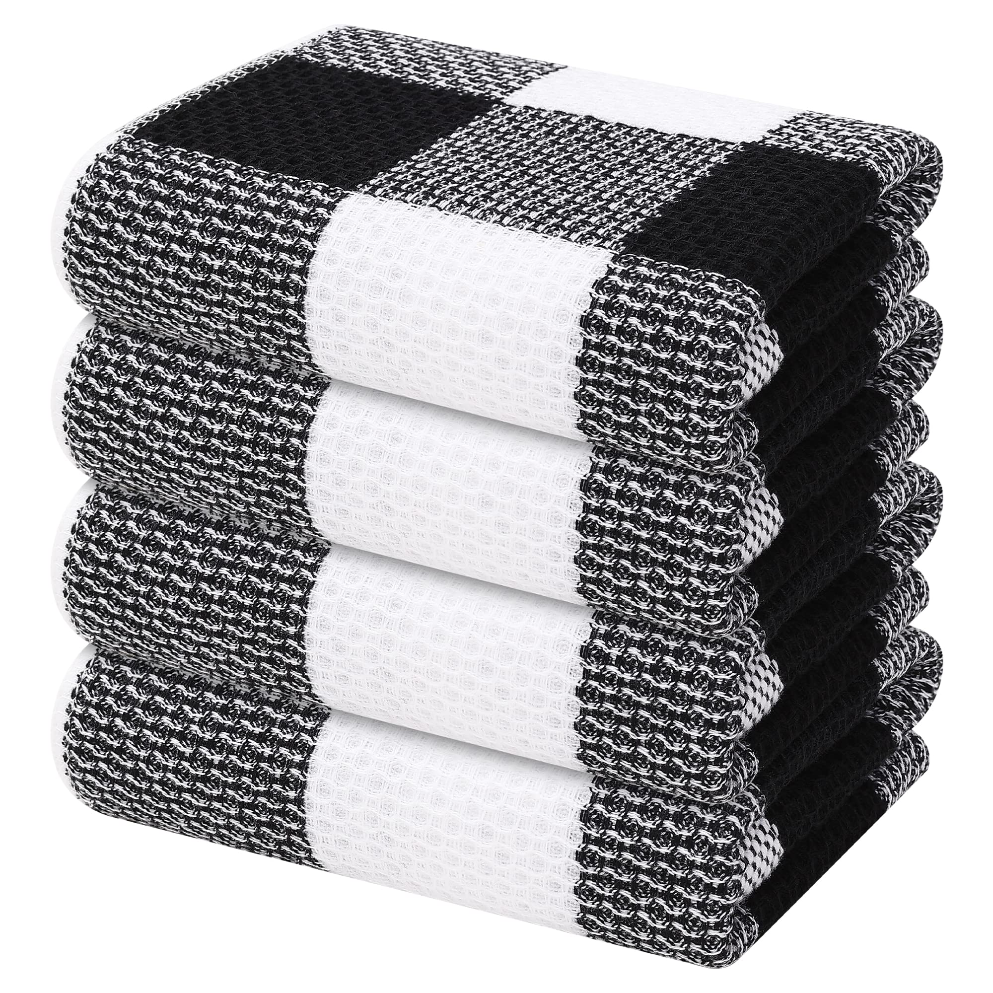 Toalla Mordimy con diseño waffle negro-blanco, suave y absorbente para secar platos