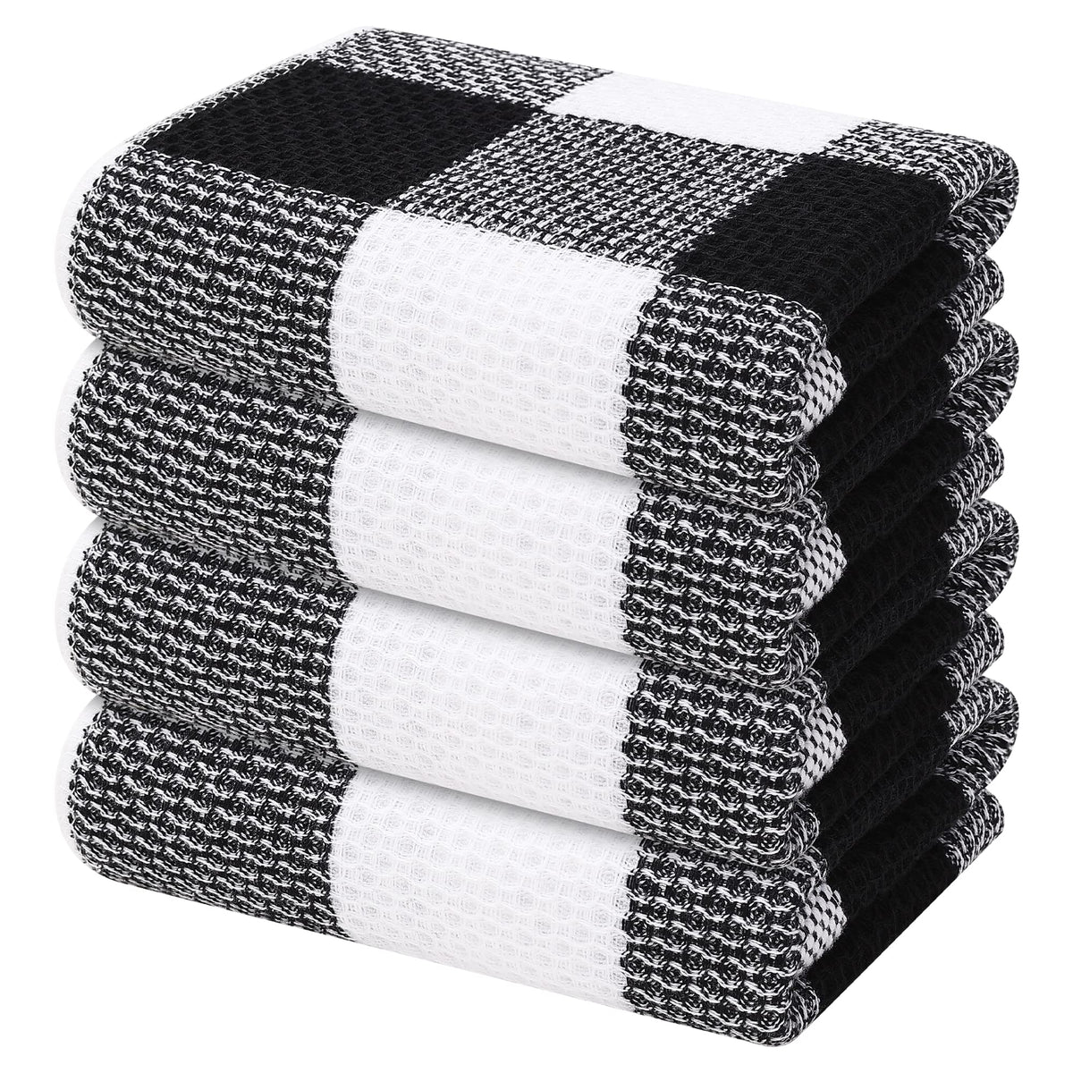 Toalla Mordimy con diseño waffle negro-blanco, suave y absorbente para secar platos